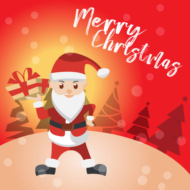 istock Happy Santa Claus on winter background, Merry Christmas. Vector illustration. 1066507896