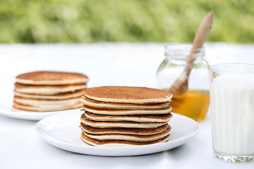 Gluten-free: Pancake with rice milk and rice flour. homemade pancakes