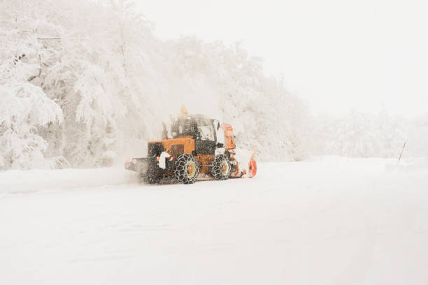 istock Snow groomer on a day of blizzard 1066508606