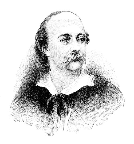 ギュスターヴ ・ フローベール (1821 年 12 月 12 日-1880 年 5 月 8 日) はフランスの小説家 - 脚本家点のイラスト素材／クリップアート素材／マンガ素材／アイコン素材