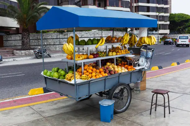 tropical fruits at a street market