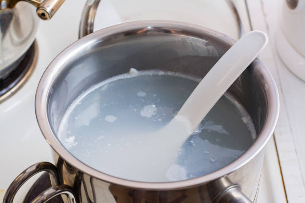istock Dirty pan soaked after boiling milk porridge 1066513478
