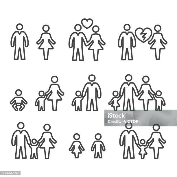Family Life Icons Line Series Stock Illustration - Download Image Now - Child, Family, Boys