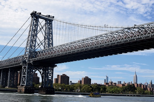 View of Williamsburg Bridge from the Hudson River, New York.