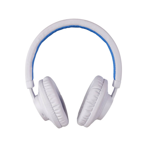 istock Musical equipment - Front view White wireless headphone isolated white background 1066519878