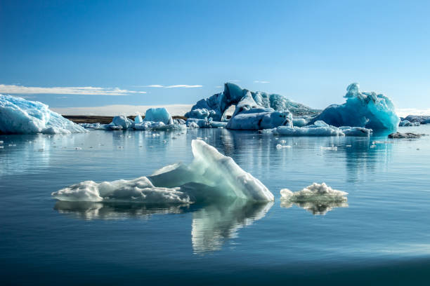 istock Beautiful blue coloured icebergs 1066521322