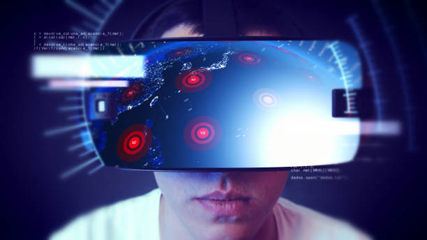 istock Handsome young man wearing VR headset and experiencing virtual reality. 1066526280