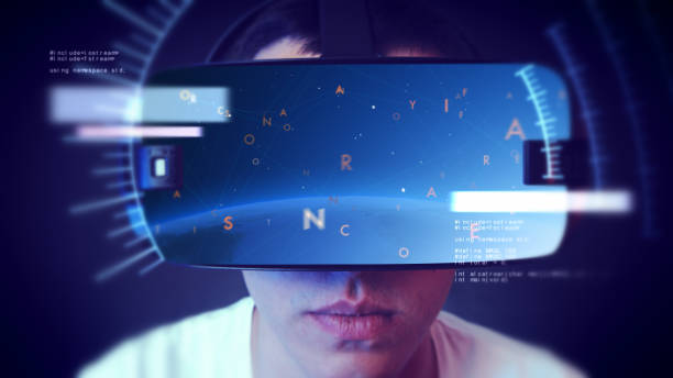 istock Handsome young man wearing VR headset and experiencing virtual reality. 1066526598
