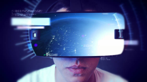 istock Handsome young man wearing VR headset and experiencing virtual reality. 1066529608