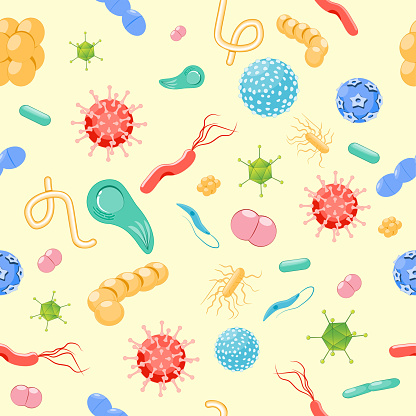 Beautiful Pathogen Pathogens Shapes Seamless Bacterium And Viruses Pattern Stock ...