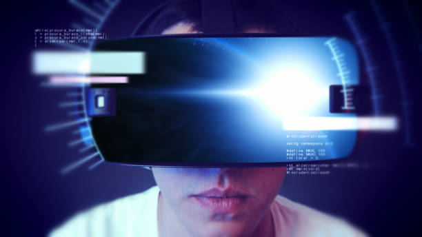 istock Handsome young man wearing VR headset and experiencing virtual reality. 1066529824