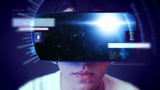 istock Handsome young man wearing VR headset and experiencing virtual reality. 1066530026