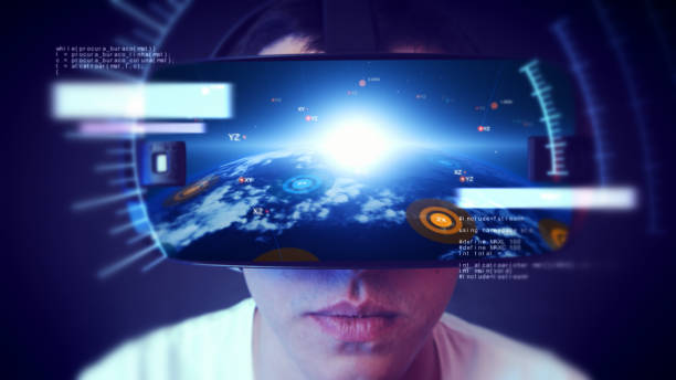 istock Handsome young man wearing VR headset and experiencing virtual reality. 1066530110