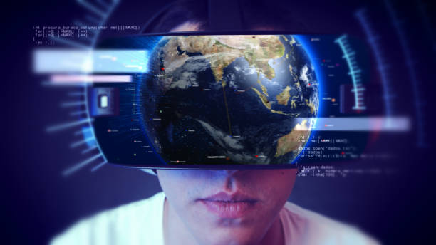 istock Handsome young man wearing VR headset and experiencing virtual reality. 1066531052