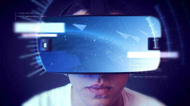istock Handsome young man wearing VR headset and experiencing virtual reality. 1066532652