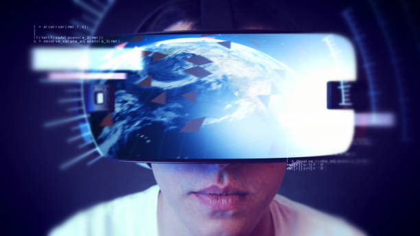 istock Handsome young man wearing VR headset and experiencing virtual reality. 1066532706