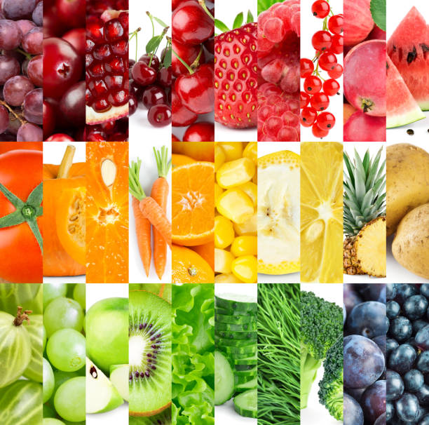 istock Background of fresh fruits and vegetables 1066533908