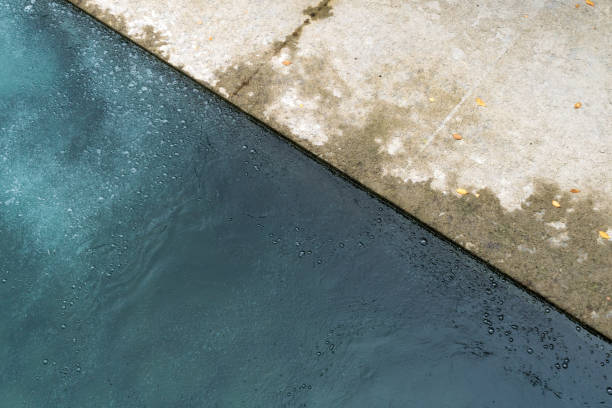 istock concrete wall encasing a blue river abstract background view 1066543972