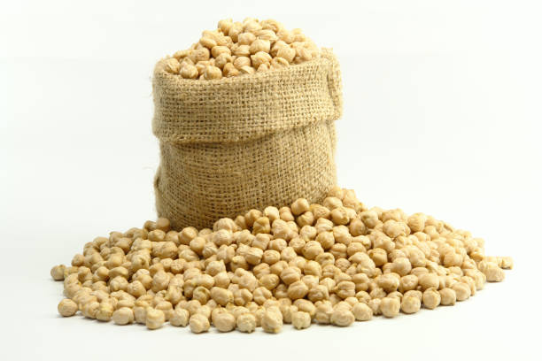 ceci su borsa gunny - legume bean chick pea sack foto e immagini stock