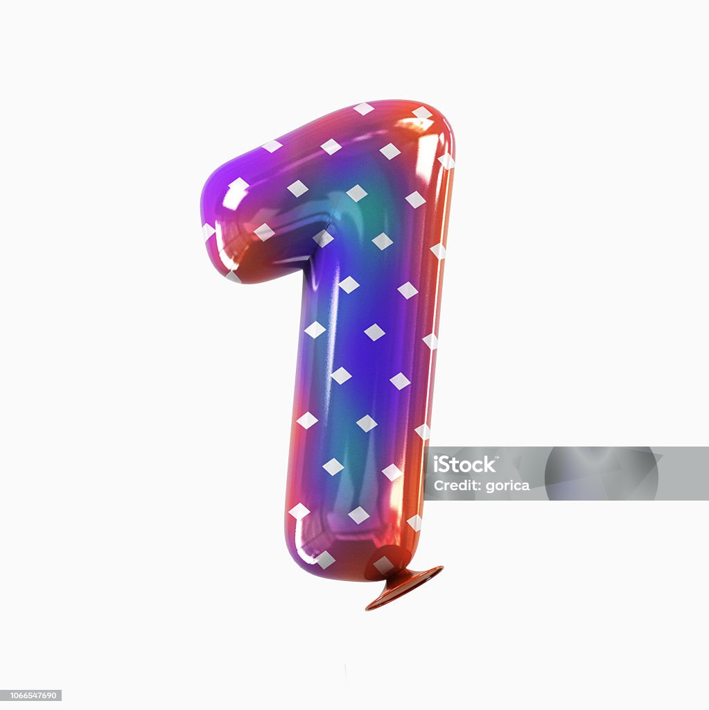 Number 1 Balloon Font Isolated On White Background Stock Photo