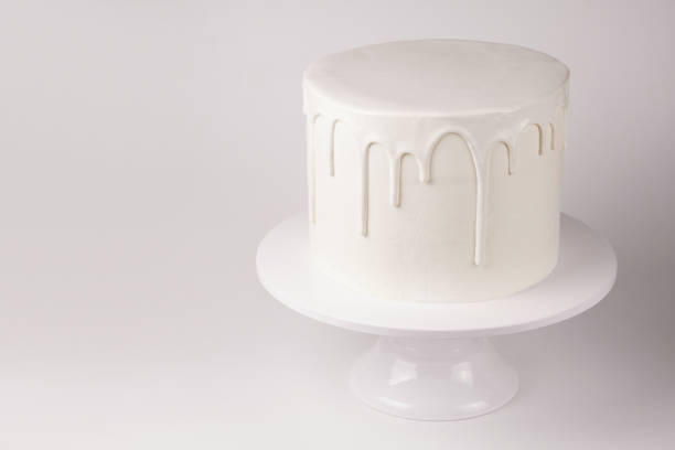 istock Simple white cake with glaze on a white background. 1066555374