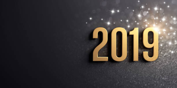 nouvel an or date 2019 pour carte de voeux - 2019 photos et images de collection