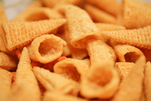 Salty spicy snacks. Pretzels. closeup.