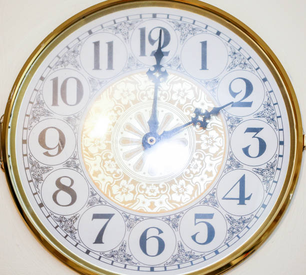 istock Round office clock shows five minutes to two 1066560240