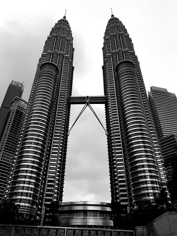 The Petronas Towers, twin skyscrapers in Kuala Lumpur, Malaysia