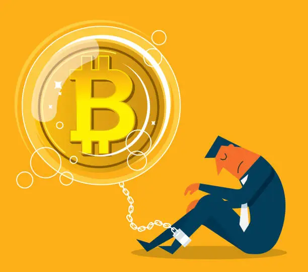 Vector illustration of Bitcoin bubble - Businessman