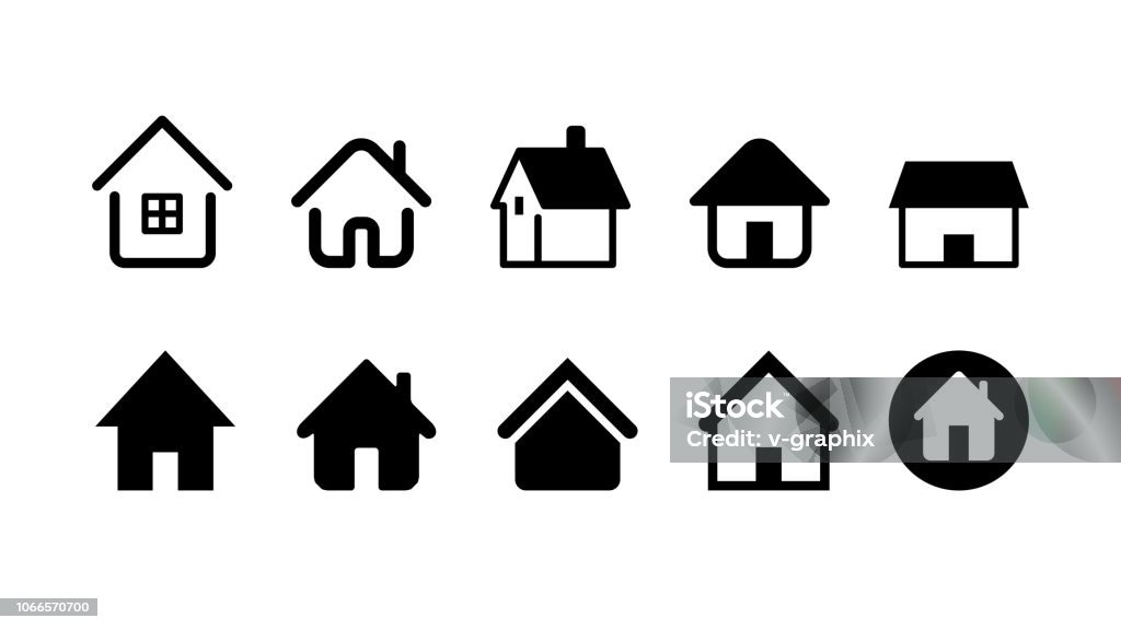 дом и дом значок набор. векторное иллюстрационое изображение. - Векторная графика Дом роялти-фри