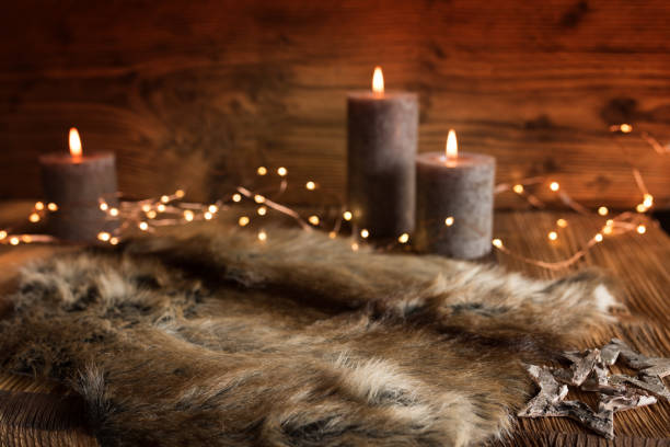 istock Cozy christmas decoration with candles 1066572574