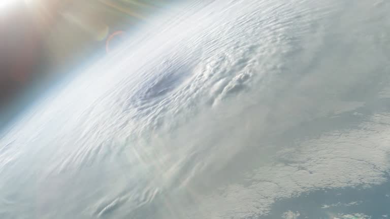 Supercell hurricane or tornado seen from space by satellite