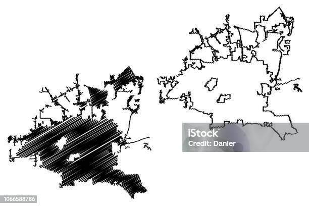 Houston City Map Vector Stock Illustration - Download Image Now - Abstract, American Culture, Black And White