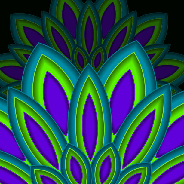 istock Bright colorful mandala, floral emblem, round ornamental dark background. Geometric pattern. Vector illustration 1066589254