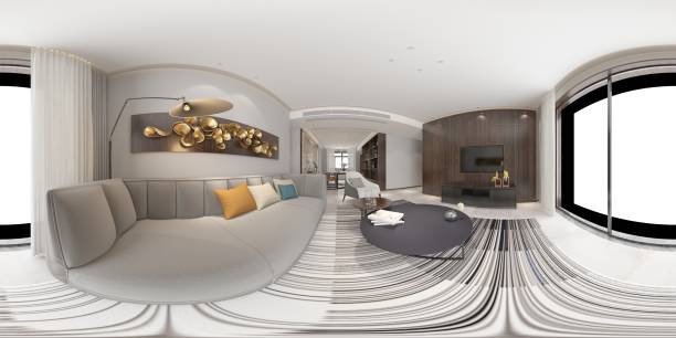 istock 360 Degrees Modern Living and Dining Room. 3D Render. 1066603776