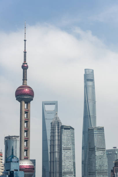 modernos rascacielos en shanghai - biological culture outdoors travel destinations architecture fotografías e imágenes de stock