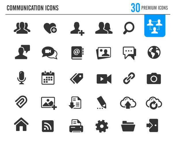 ilustraciones, imágenes clip art, dibujos animados e iconos de stock de los iconos de la comunicación / / serie premium - comunidad fotos