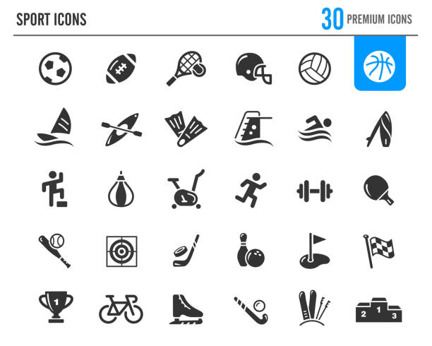 stockillustraties, clipart, cartoons en iconen met sport pictogrammen / / premium modelle - sportpictogrammen