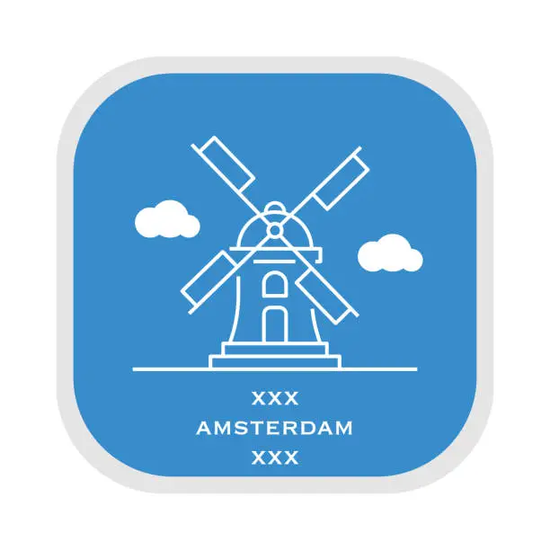 Vector illustration of Amsterdam Windmills Icon