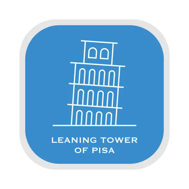 Vector illustration of Leaning Tower of Pisa Icon Concept