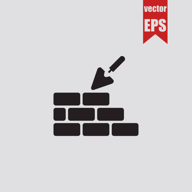 ilustrações de stock, clip art, desenhos animados e ícones de brickwork and trowel icon.vector illustration. - 2271