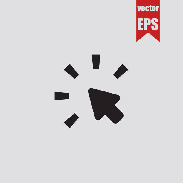 ilustraciones, imágenes clip art, dibujos animados e iconos de stock de haga clic en el icono de cursor. ilustración de vector. - pixelated cursor computer mouse backgrounds