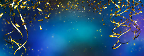 кадр из красивых украшений партии - gold confetti star shape nobody стоковые фото и изображения