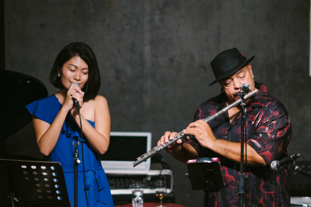 istock Multi-ethnic jazz music group performing at stage 1066619788