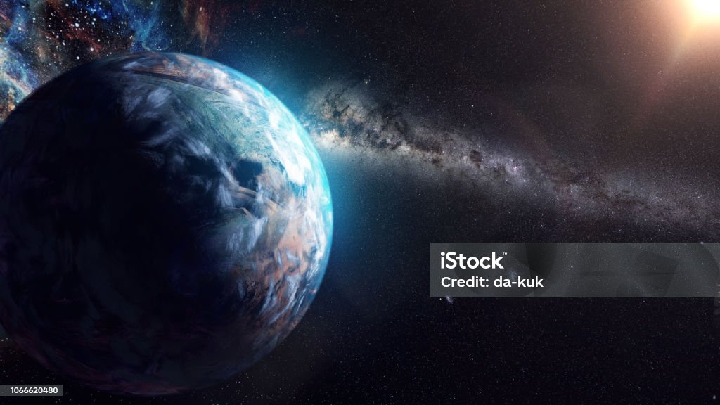 Unknown Planet Beyond Our Solar System Outer Space Stock Photo