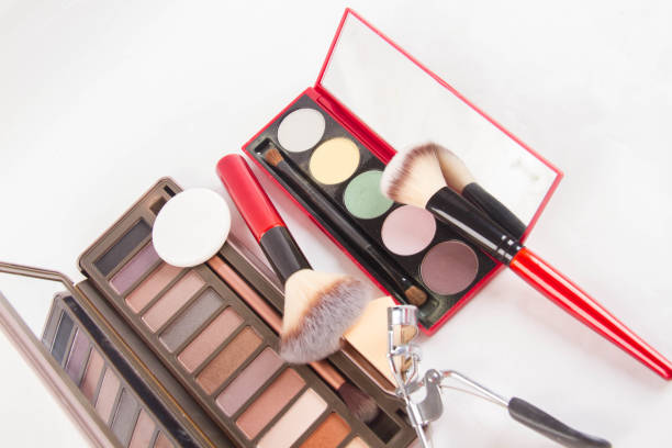 istock Set of decorative cosmetics on light colorful background 1066625576