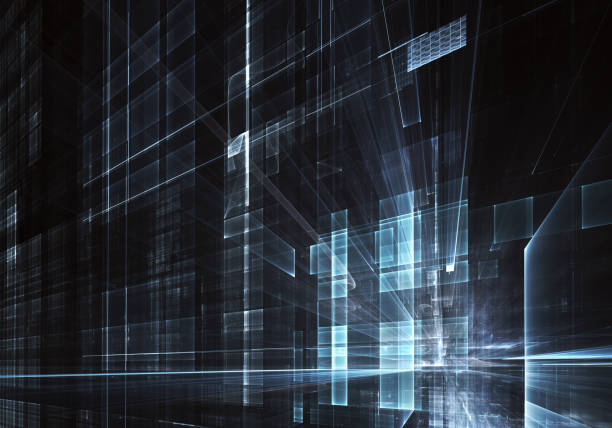 istock Abstract 3D fractal background, texture. Virtual Neon City 1066626408