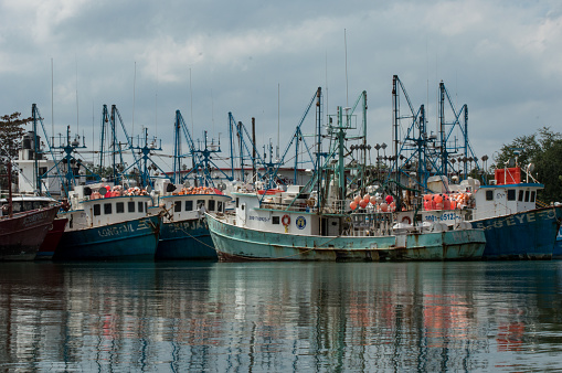 Fishing boats moored in the port of Tuxpan, Mexico.
