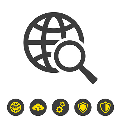 Global search icon on white background. Vector illustration
